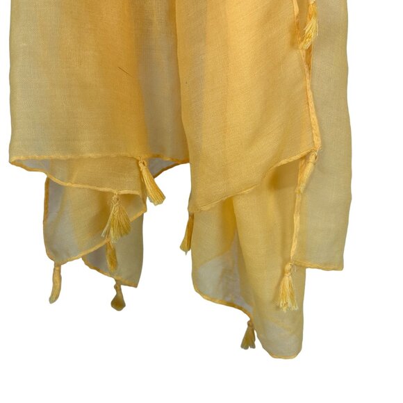 Women's Lightweight Wide Scarf with Tassels Yellow - Picture 2 of 4